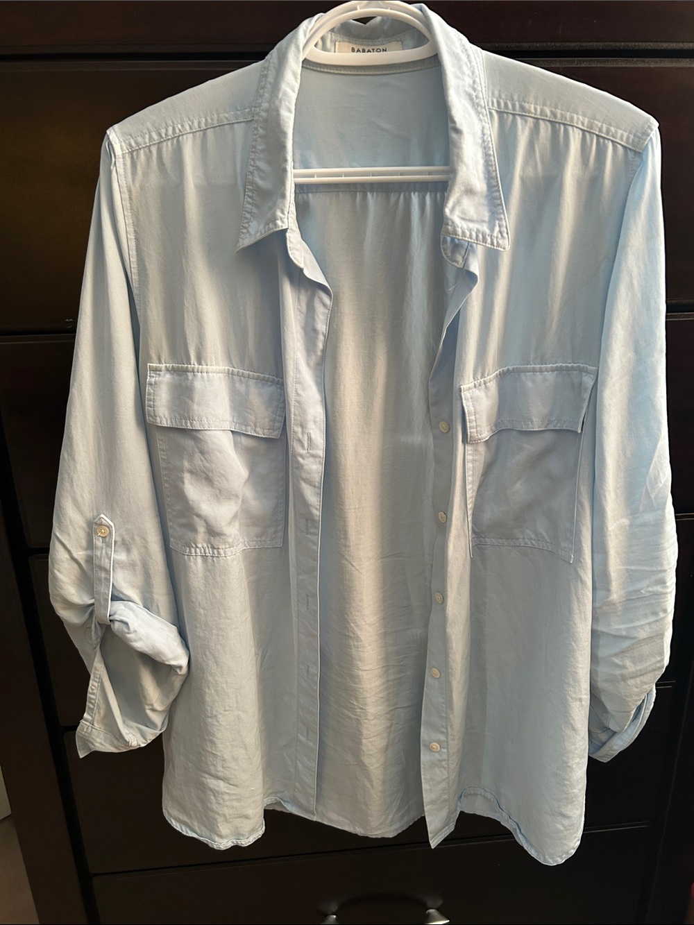 Babaton Light Blue Utility Button-Down Shirt